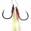 Mustad Light Double Assist Rig, White W/ Rainbow Flash & Ring
